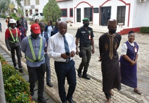 Executive Chairman Economic and Financial Crimes Commission, EFCC, Abdulrasheed Bawa inspects ongoing renovation of the EFCC Academy Karu, Abuja